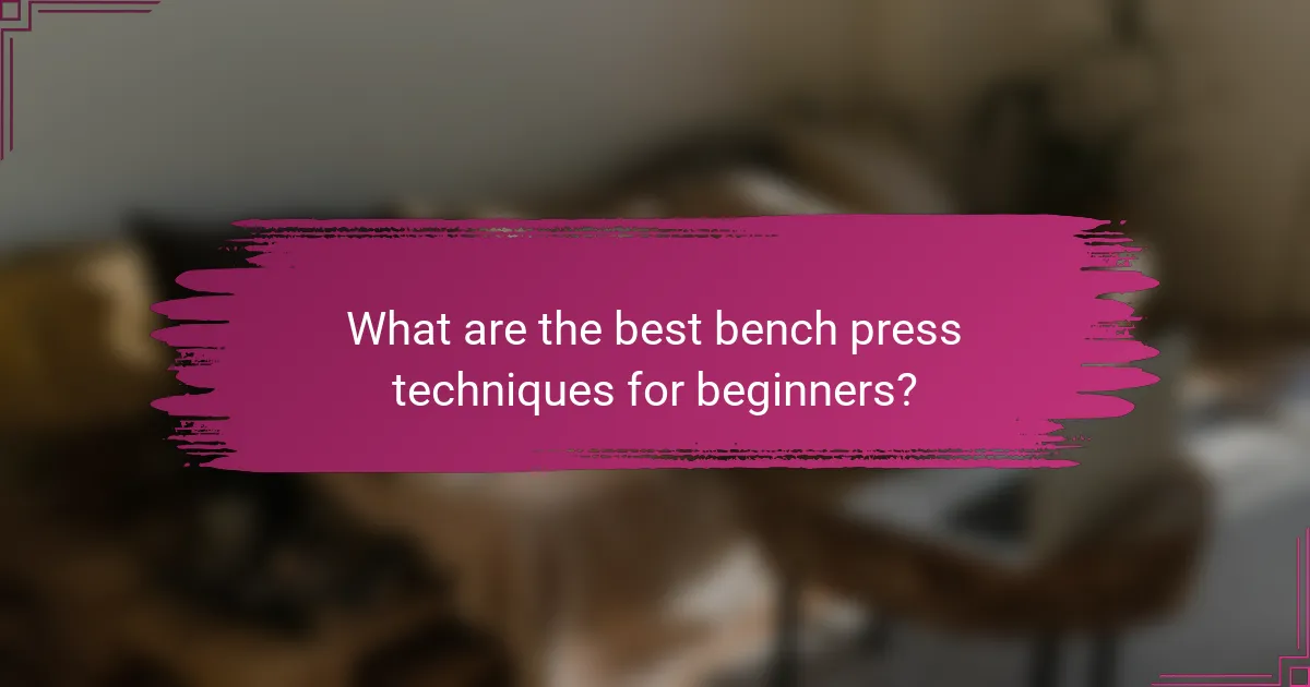 What are the best bench press techniques for beginners?